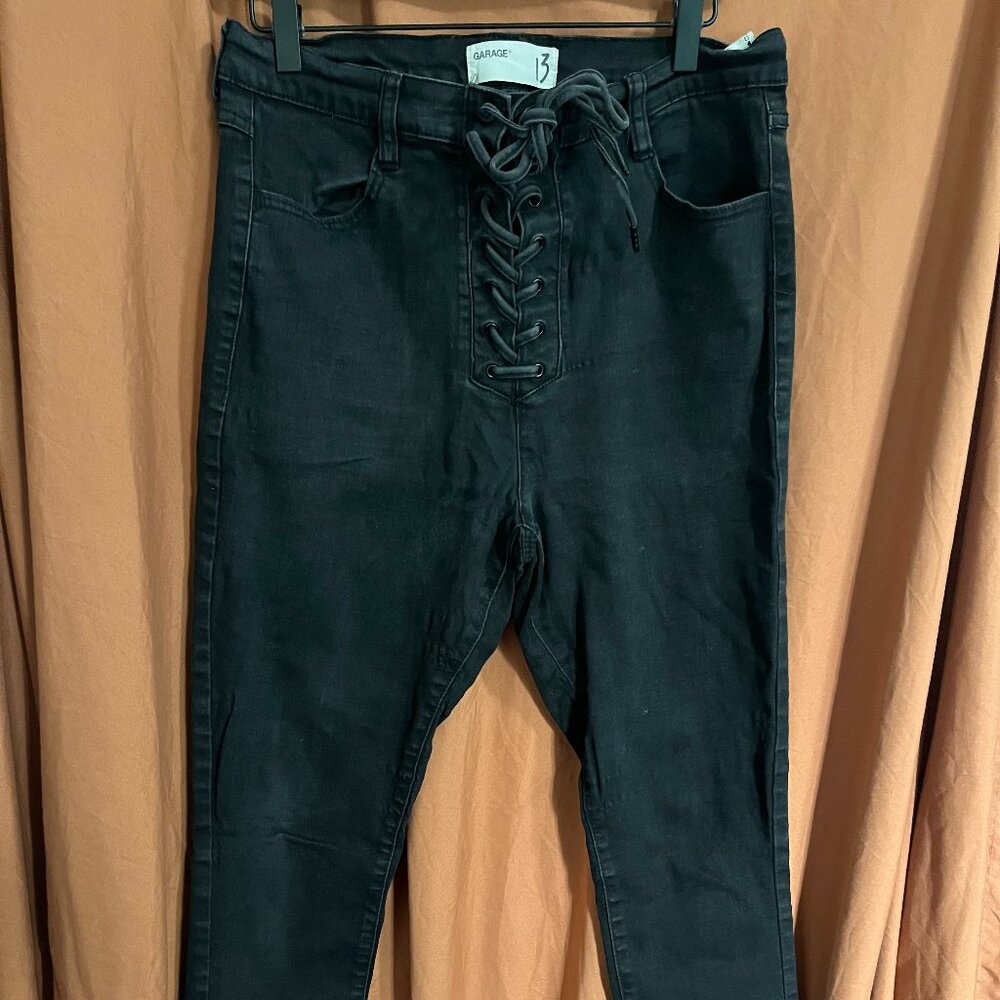 Garage Lace Up High Waist Skinny Jeans